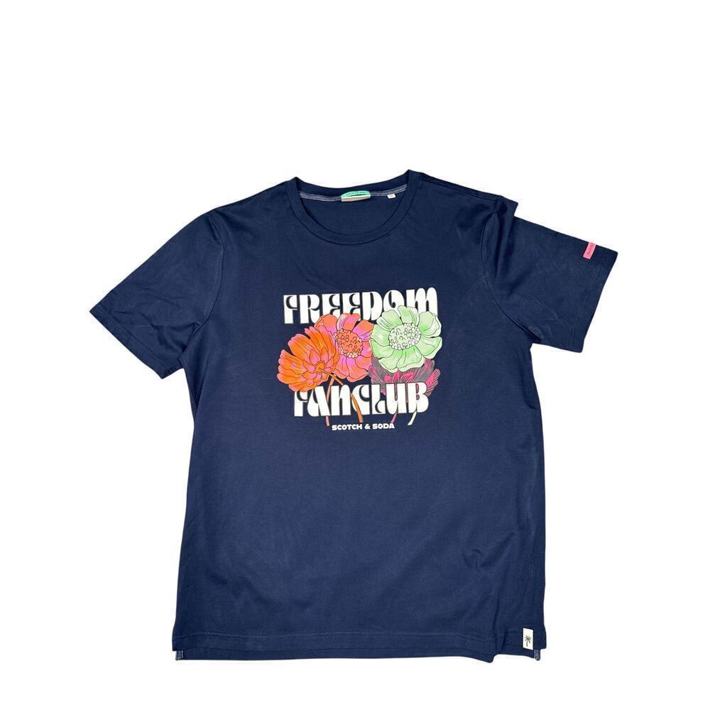 Scotch and Soda Men's Cotton Graphic T Shirt Size XXL Navy Blue